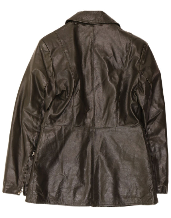 Vintage Womens Leather Jacket UK 10 Small Khaki