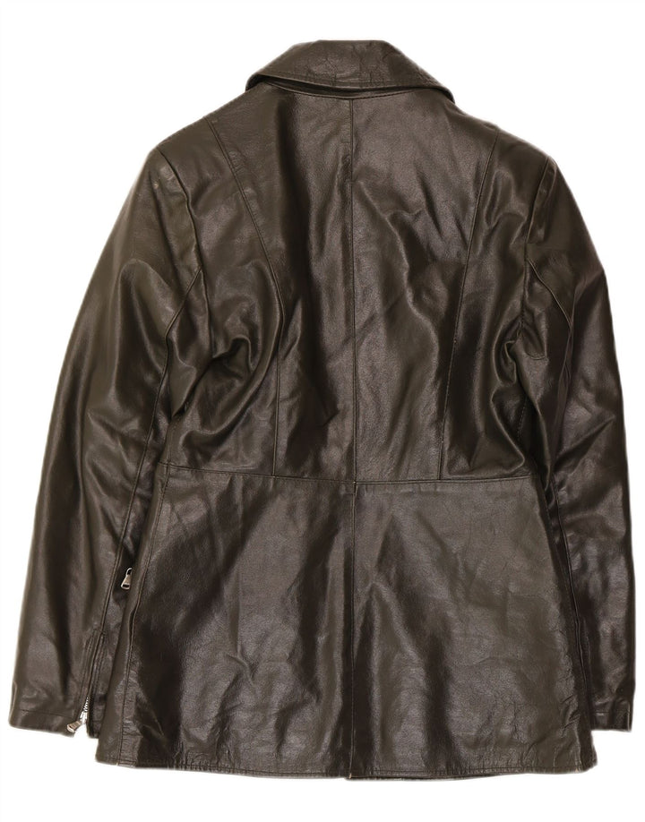 Vintage Womens Leather Jacket UK 10 Small Khaki