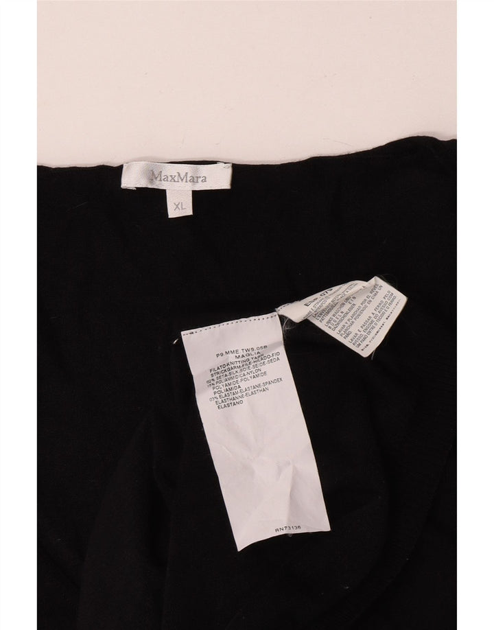 Max Mara Womens Sleeveless Blouse Top UK 18 XL Black Silk