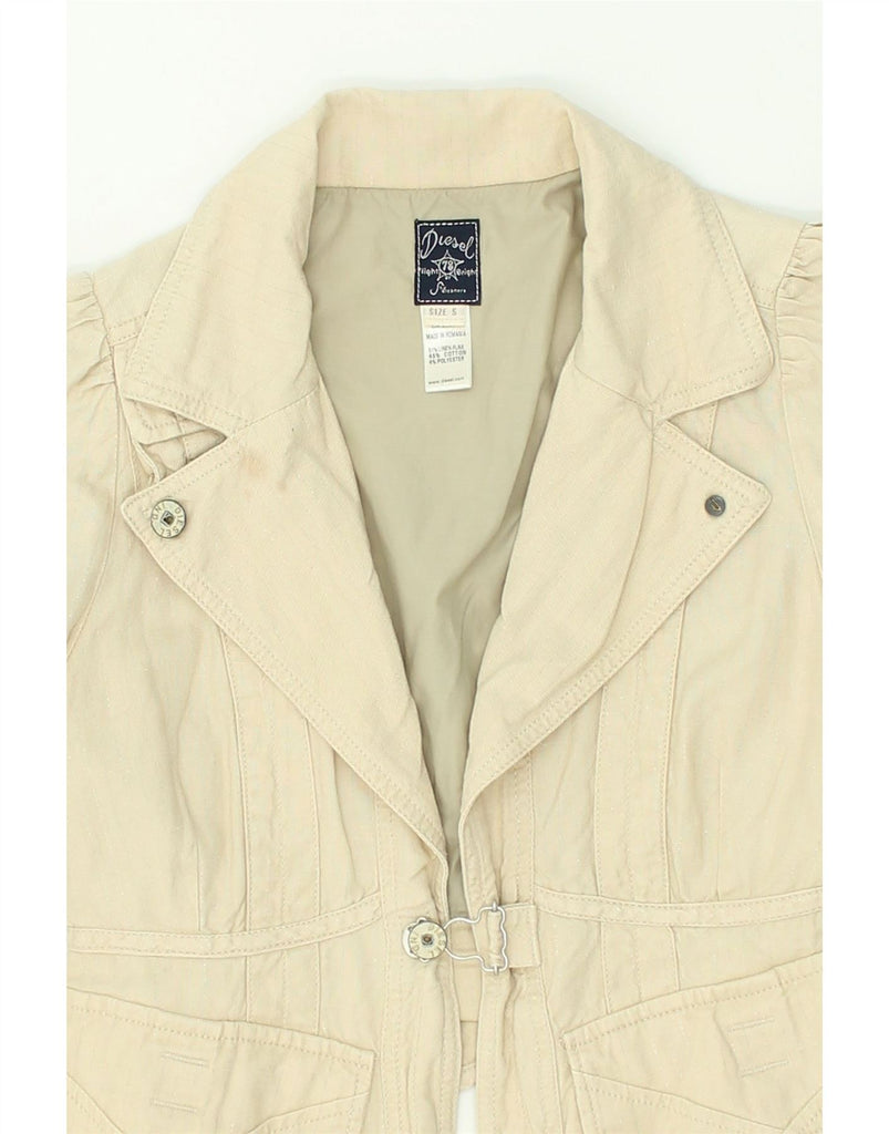 DIESEL Womens 1 Button Blazer Jacket UK 10 Small Beige Linen | Vintage Diesel | Thrift | Second-Hand Diesel | Used Clothing | Messina Hembry 