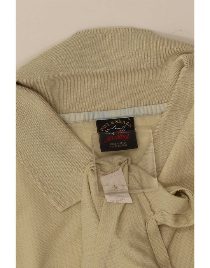 Paul & Shark Mens Polo Shirt Large Beige Cotton