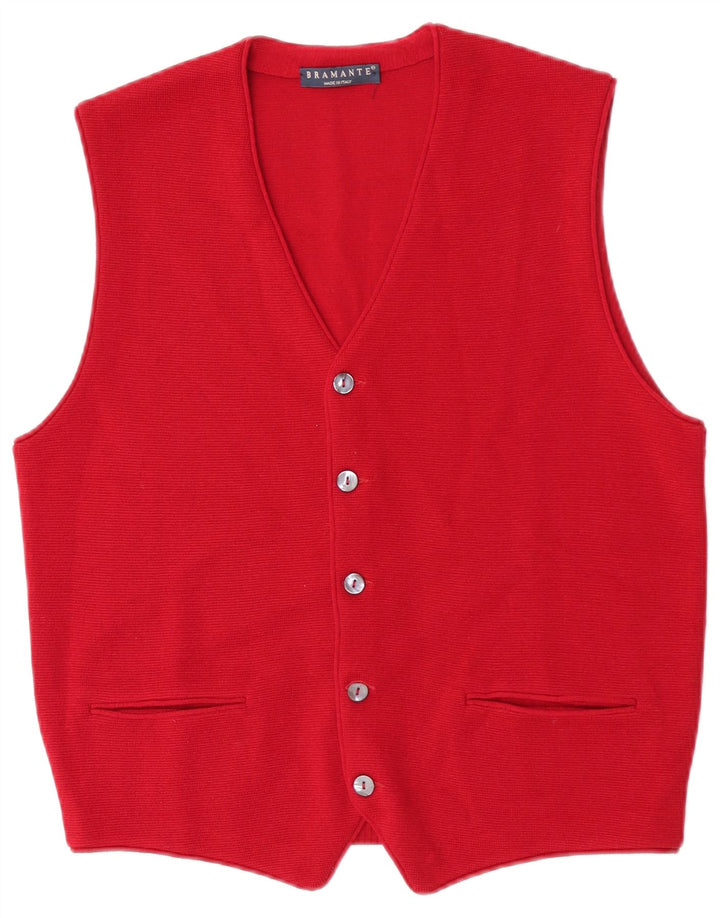 Bramante Mens Waistcoat Small Burgundy Wool