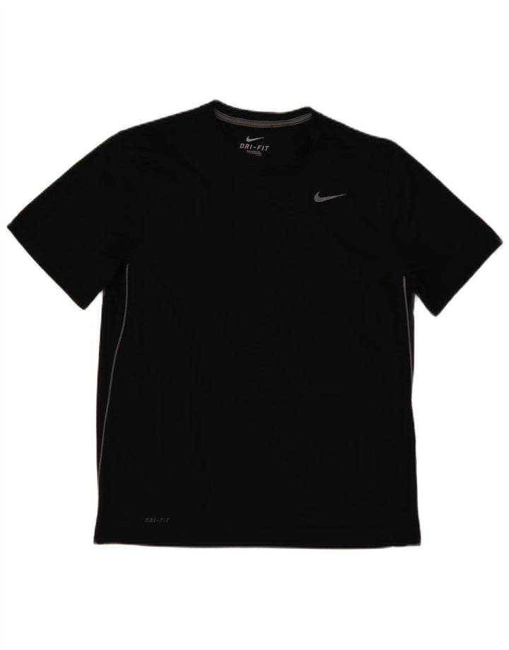 NIKE Mens Dri Fit T-Shirt Top Large Black Polyester