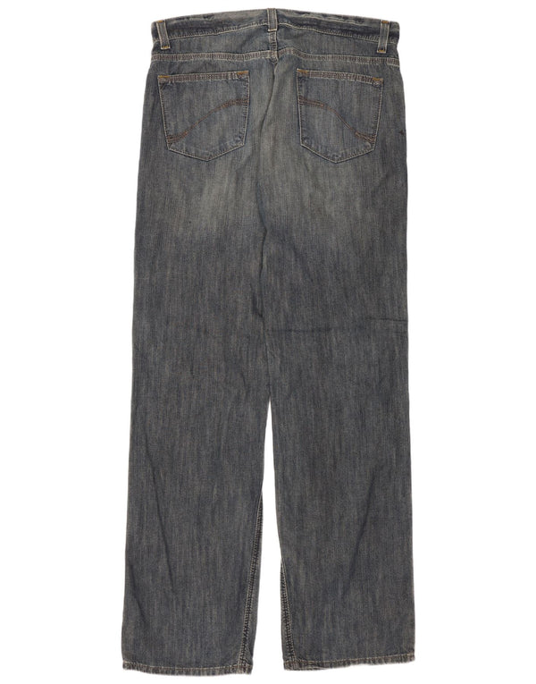 Dkny Mens Straight Jeans W34 L34 Blue Cotton