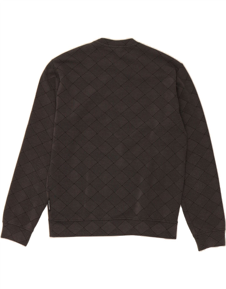 EMPORIO ARMANI Womens Sweatshirt Jumper UK 12 Medium Grey Geometric Vintage Emporio Armani and Second-Hand Emporio Armani from Messina Hembry 