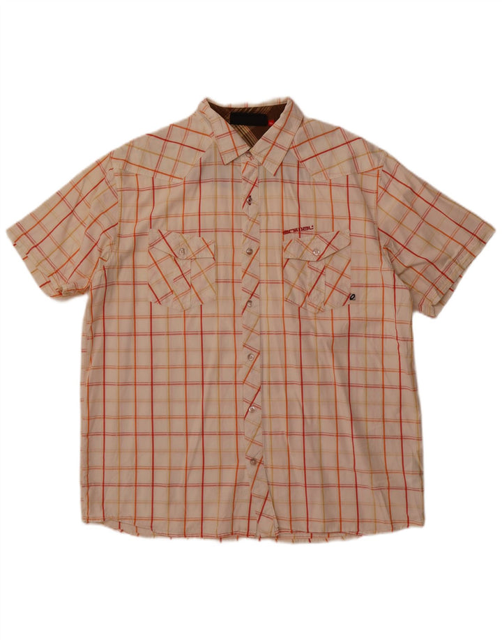 Animal Mens Short Sleeve Shirt XL Off White Check Cotton