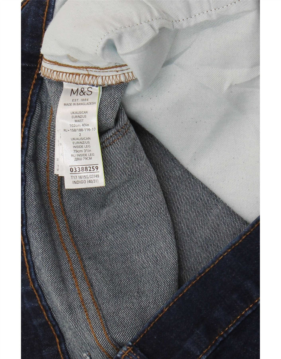 Marks & Spencer Mens Slim Jeans W40 L31 Navy Blue Cotton