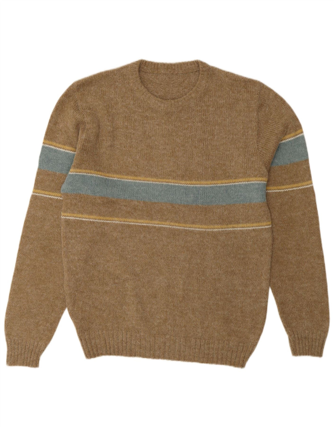 Portobello’s Mens Crew Neck Jumper Sweater IT 48 Medium Brown Colourblock
