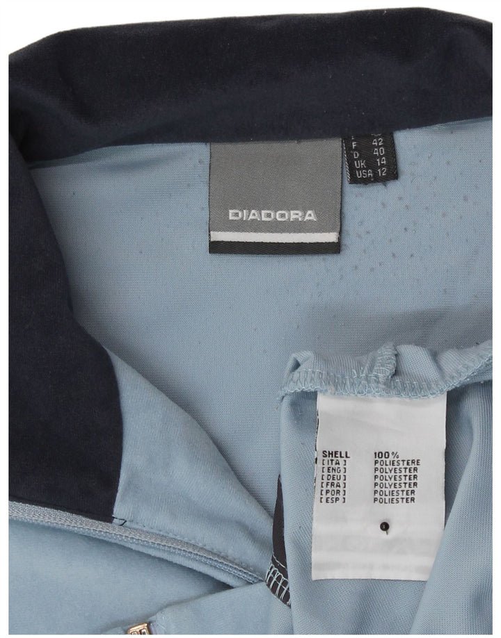 Diadora Womens Tracksuit Top Jacket UK 14 Large  Blue Colourblock Polyester