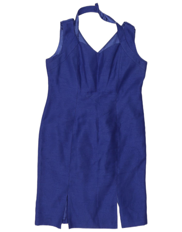 Jaques Vert Womens Sleeveless Sheath Dress UK 16 Large Blue Polyester