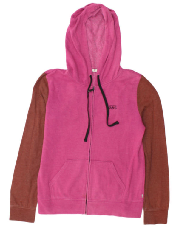 Vans Womens Zip Hoodie Sweater UK 16 Large Pink Colourblock Cotton