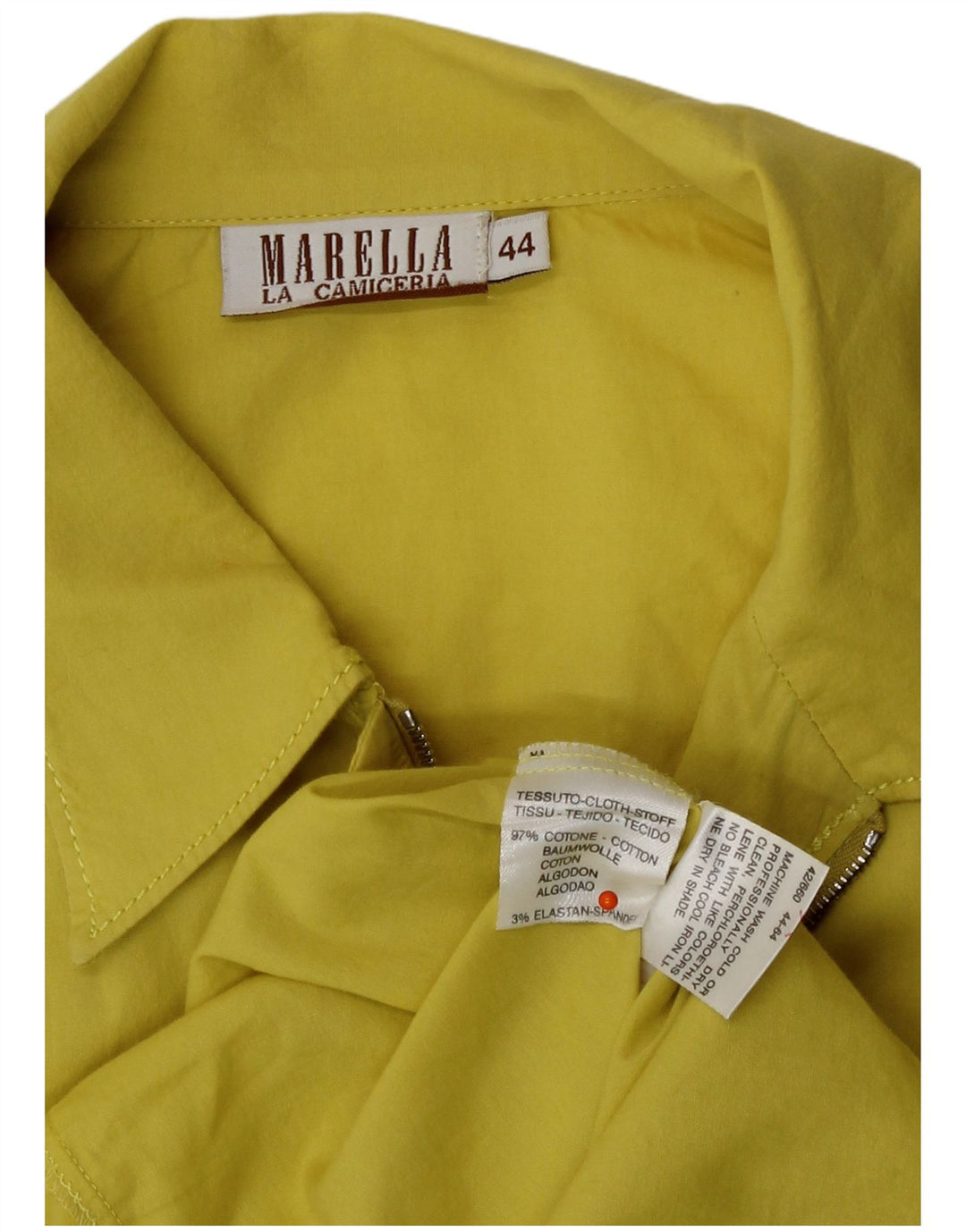 Marella Womens Shirt IT 44 Medium Yellow Cotton