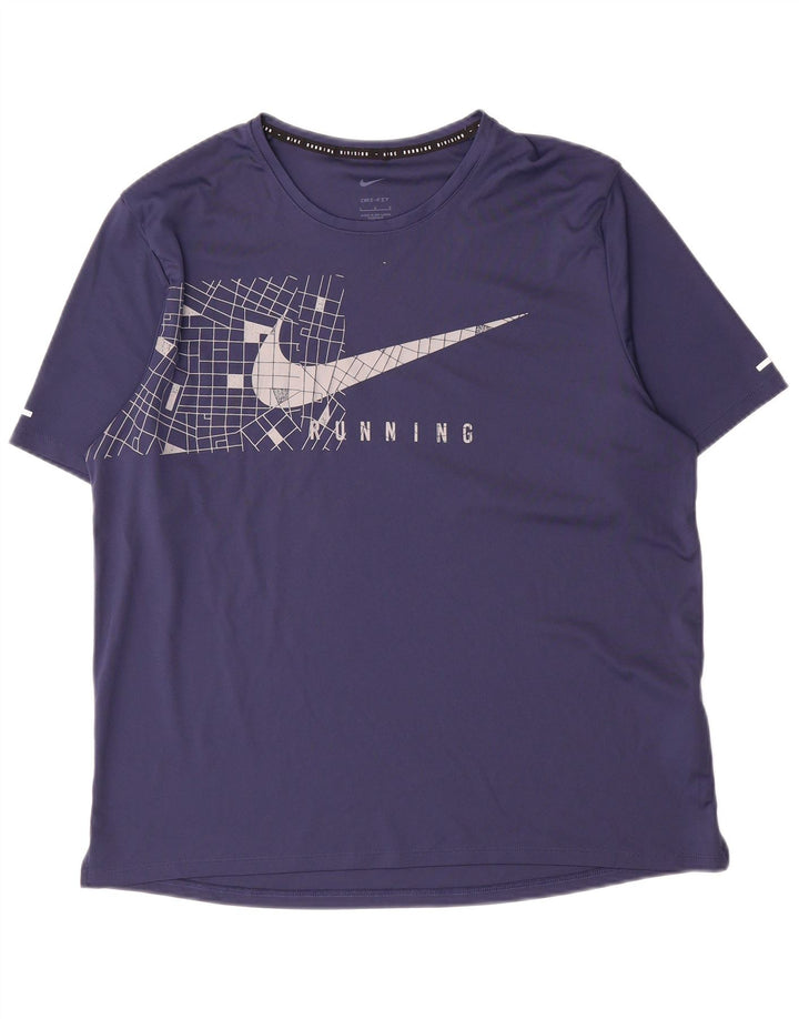 Nike Mens Graphic T-Shirt Top Large Navy Blue Polyester