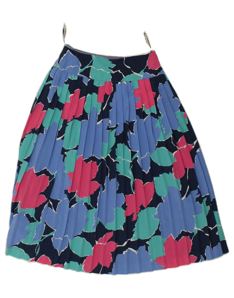 HAMMER Womens Knife Pleated Skirt W26 Small Navy Blue Floral Vintage Hammer and Second-Hand Hammer from Messina Hembry 