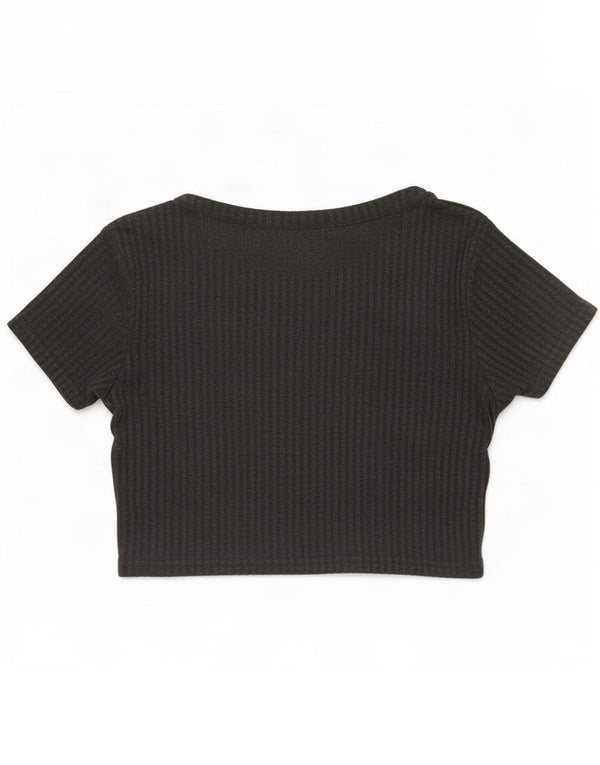 Topshop Womens Crop T-Shirt Top UK 6 XS Grey Polyester