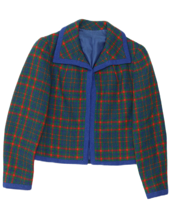 Vintage Womens Blazer Jacket UK 10 Small Green Plaid Retro