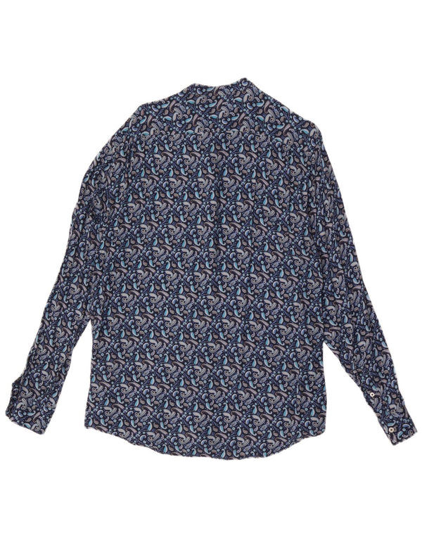 Zara Mens Relaxed Fit Shirt XL Blue Paisley Viscose
