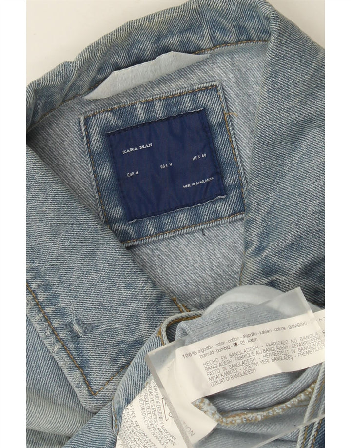 ZARA Mens Denim Jacket UK 38 Medium Blue Cotton