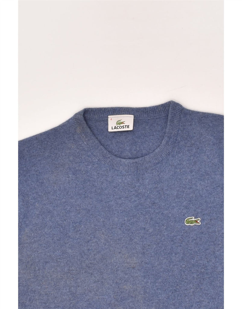 LACOSTE Mens Crew Neck Jumper Sweater Size 4 Medium Blue Virgin Wool | Vintage Lacoste | Thrift | Second-Hand Lacoste | Used Clothing | Messina Hembry 