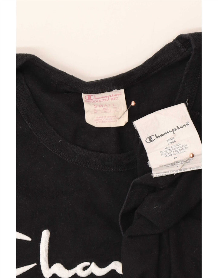 Champion Mens Graphic T-Shirt Top Small Black Cotton