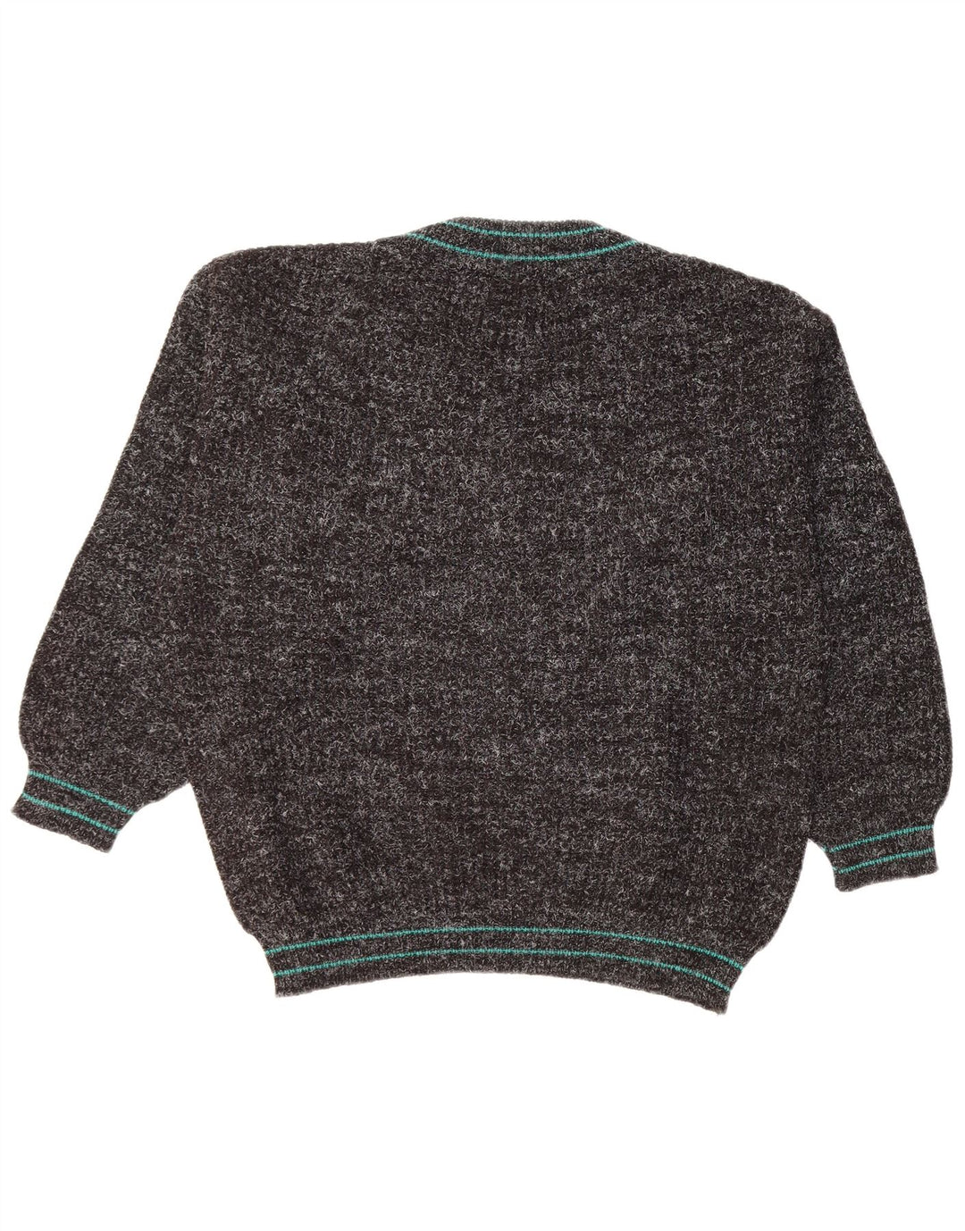 Vintage Mens V-Neck Jumper Sweater XL Black Acrylic