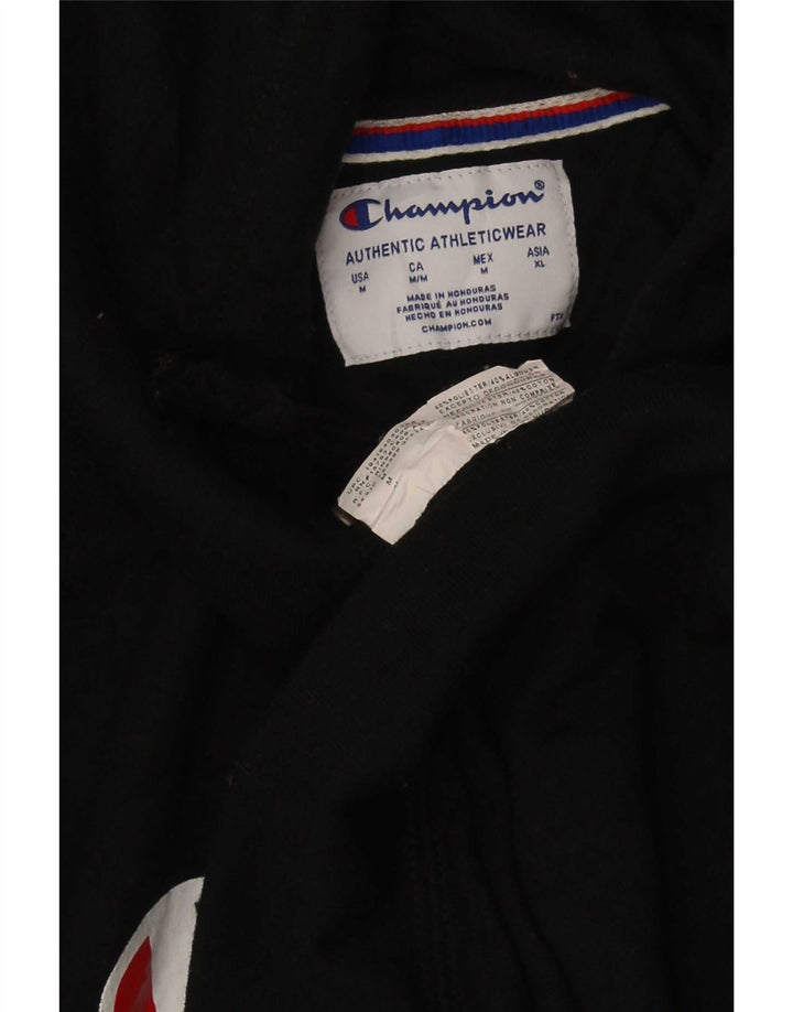 Champion Mens Graphic Hoodie Jumper Medium Black Polyester