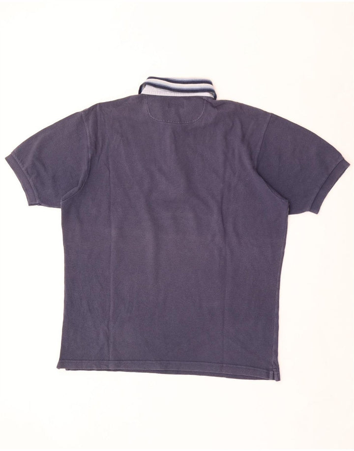 Brooksfield Mens Polo Shirt IT 52 Large Navy Blue Cotton