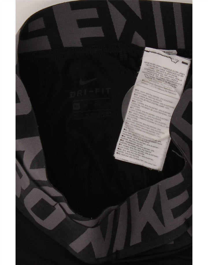 Nike Womens Dri Fit Graphic Leggings UK 4 XS Black Polyester
