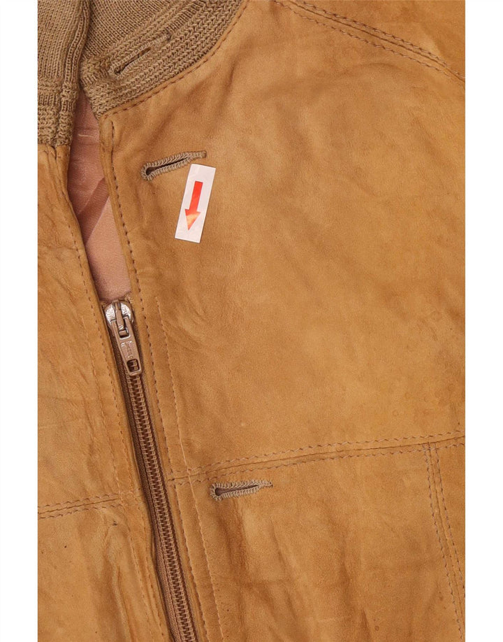 Jean Jacques Mens Suede Jacket EU 48 Medium Brown Leather