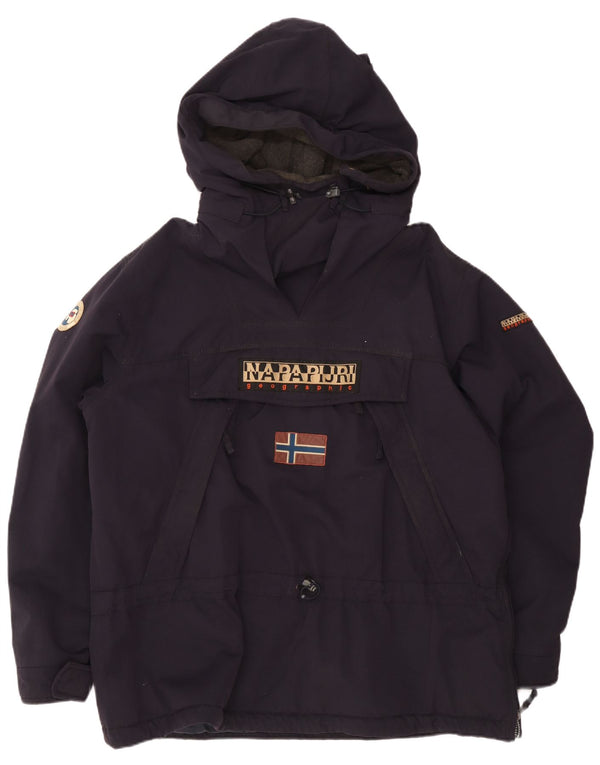 Napapijri Mens Geographic Graphic Hooded Anorak Jacket UK 46 3XL Navy Blue