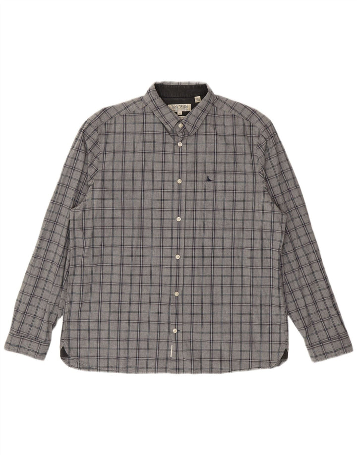 Jack Wills Mens Classic Fit Shirt XL Grey Check Cotton