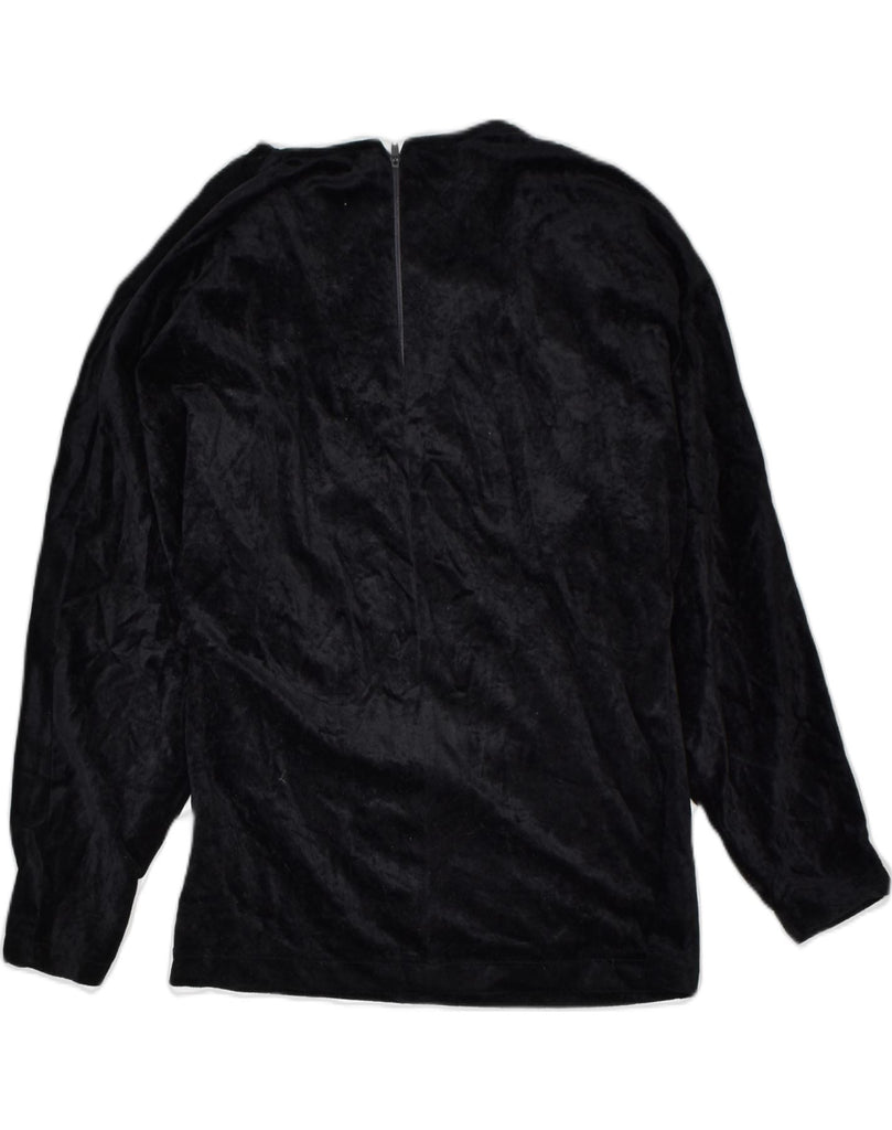 VINTAGE Womens Velvet Blouse Top IT 42 Medium Black Acetate | Vintage | Thrift | Second-Hand | Used Clothing | Messina Hembry 