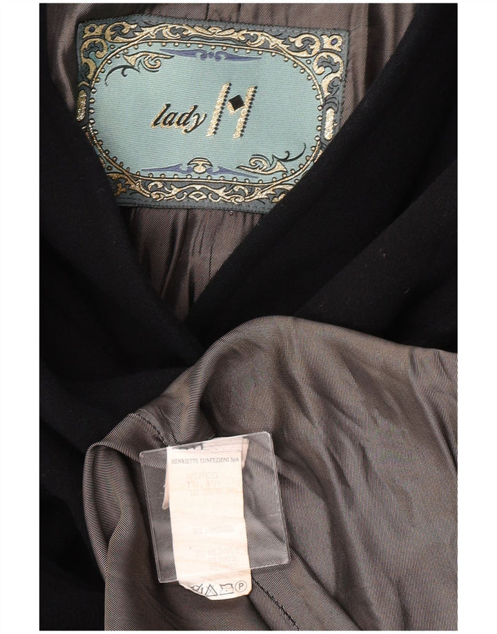 LADY H. Womens Oversized Overcoat IT 49 XL Black Lambswool