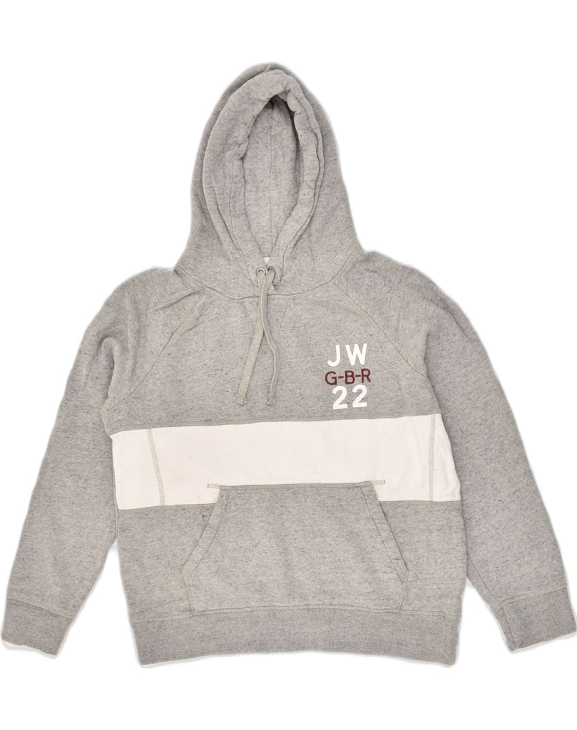 JACK WILLS Womens Graphic Hoodie Jumper UK 14 Large  Grey Striped | Vintage Jack Wills | Thrift | Second-Hand Jack Wills | Used Clothing | Messina Hembry 