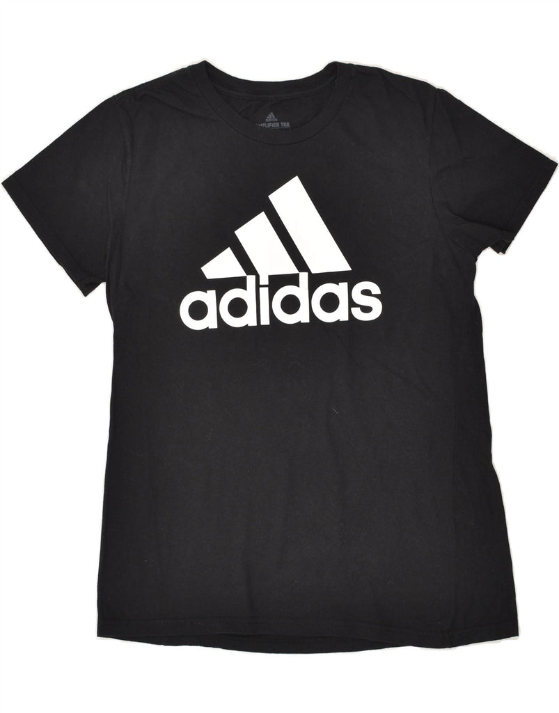 ADIDAS Womens Graphic T-Shirt Top UK 14 Medium Black Cotton | Vintage Adidas | Thrift | Second-Hand Adidas | Used Clothing | Messina Hembry 