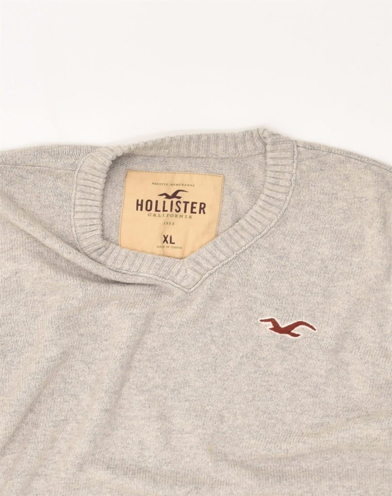 HOLLISTER Womens V-Neck Jumper Sweater UK 18 XL Grey Cotton | Vintage Hollister | Thrift | Second-Hand Hollister | Used Clothing | Messina Hembry 