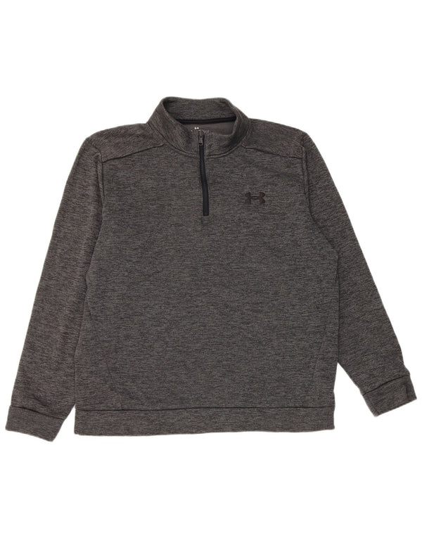 Under Armour Mens Zip Neck Sweatshirt Jumper XL Grey Flecked Polyester