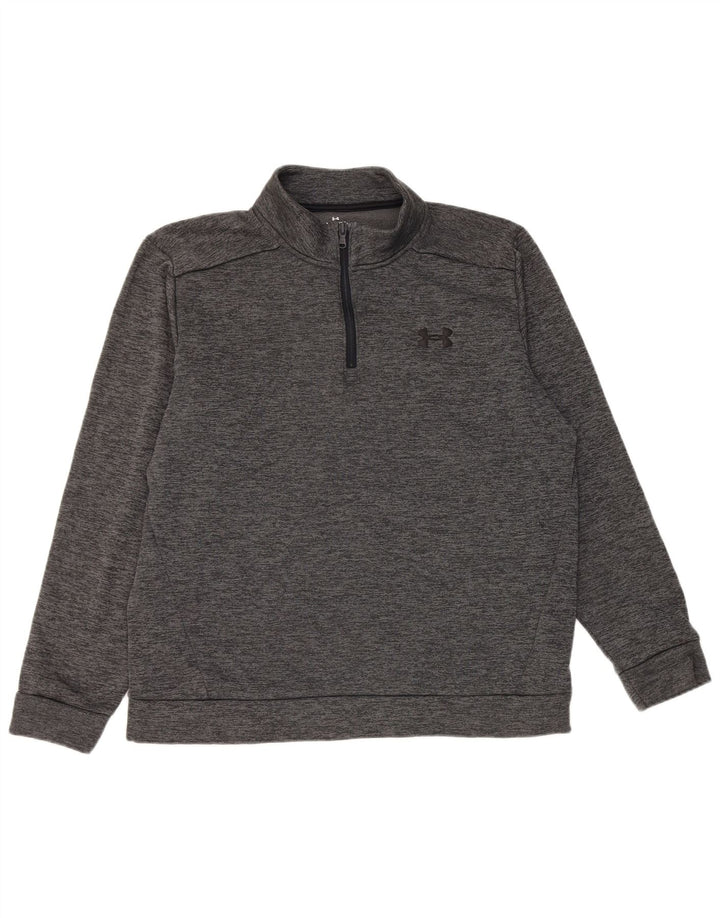 Under Armour Mens Zip Neck Sweatshirt Jumper XL Grey Flecked Polyester