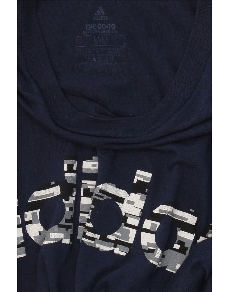 ADIDAS Womens Graphic T-Shirt Top UK 14 Medium Navy Blue Vintage Adidas and Second-Hand Adidas from Messina Hembry 