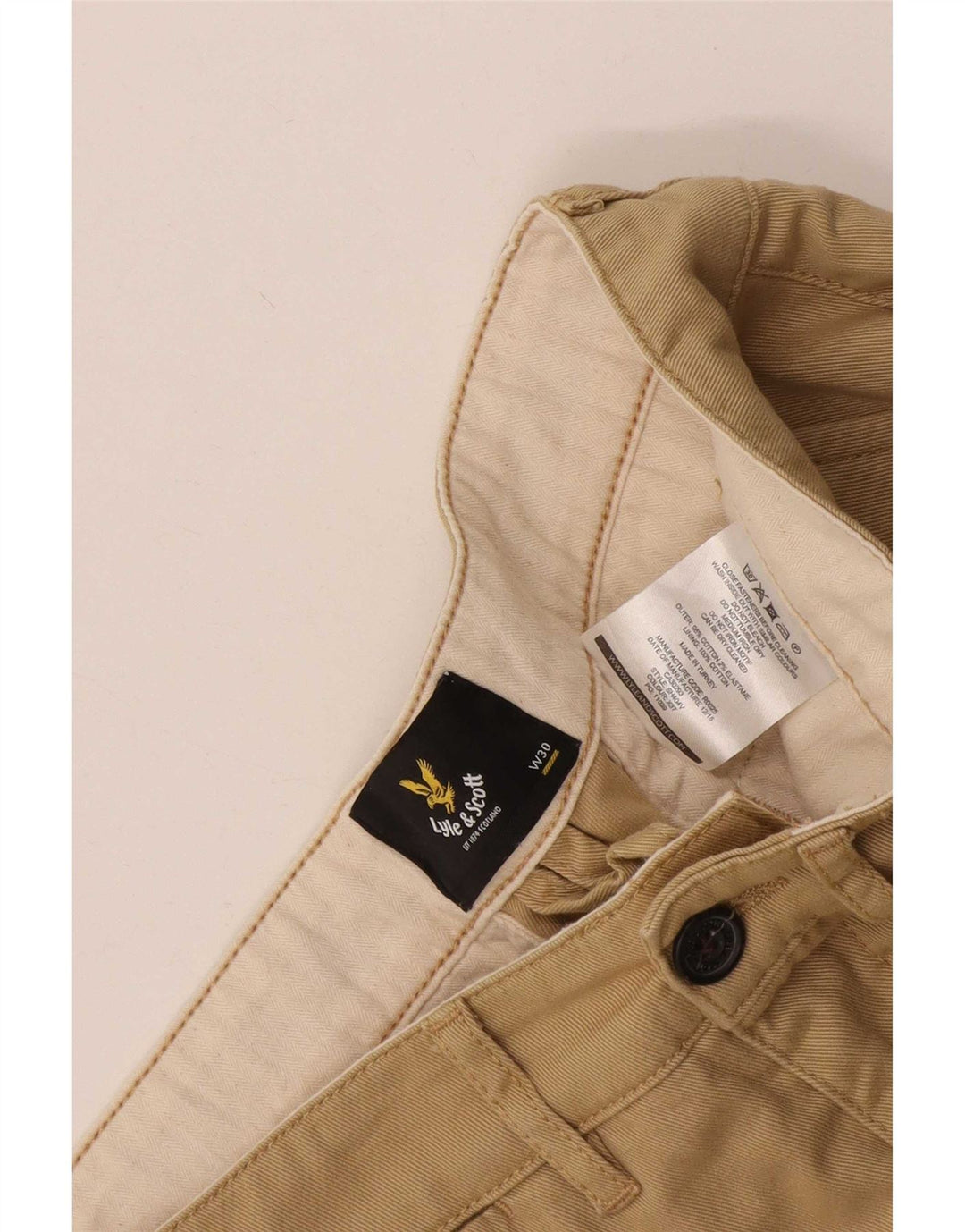 Lyle & Scott Mens Chino Shorts W30 Medium Beige Cotton
