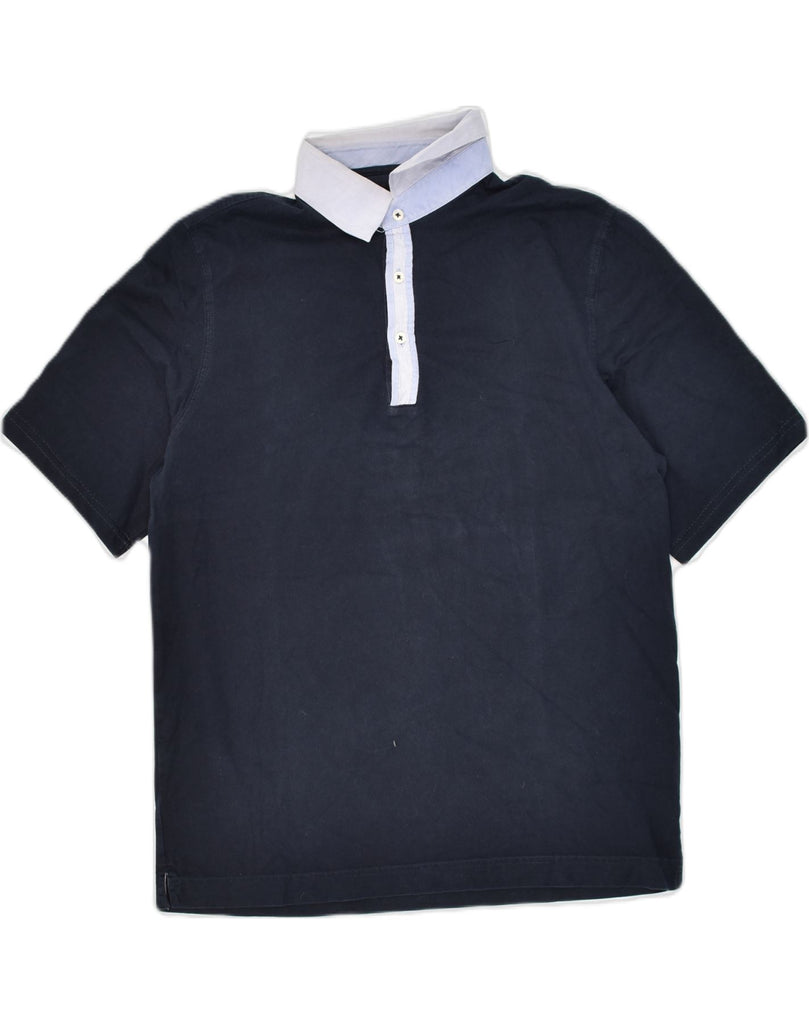 MASSIMO DUTTI Mens Regular Fit Polo Shirt Medium Navy Blue Cotton | Vintage Massimo Dutti | Thrift | Second-Hand Massimo Dutti | Used Clothing | Messina Hembry 