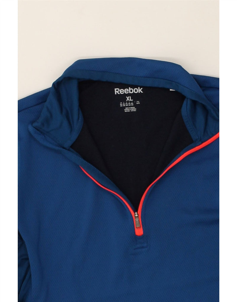 REEBOK Womens Running Zip Neck Top Long Sleeve UK 18 XL Blue Polyester | Vintage Reebok | Thrift | Second-Hand Reebok | Used Clothing | Messina Hembry 