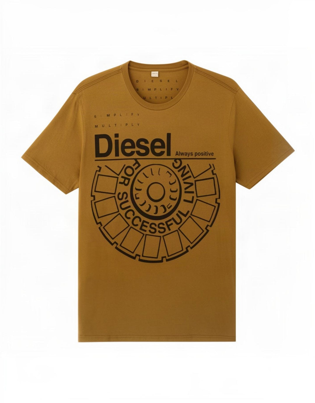 Diesel Mens Graphic T-Shirt Top Large Brown Cotton