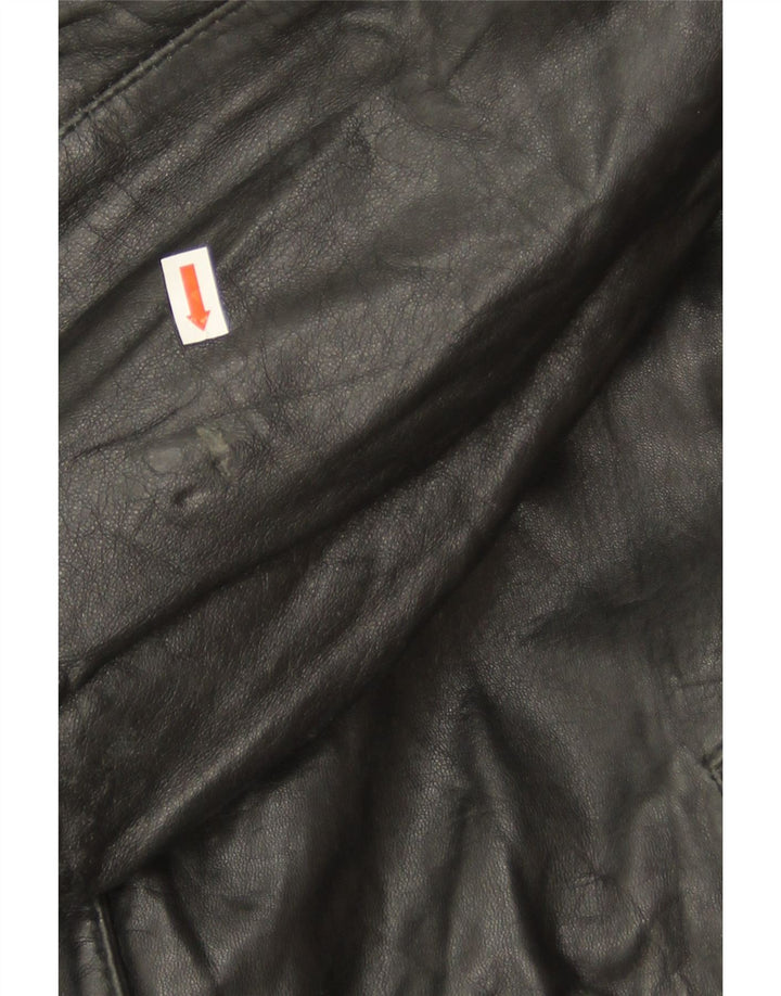 Vintage Womens Oversized Leather Coat IT 46 Large Black Leather