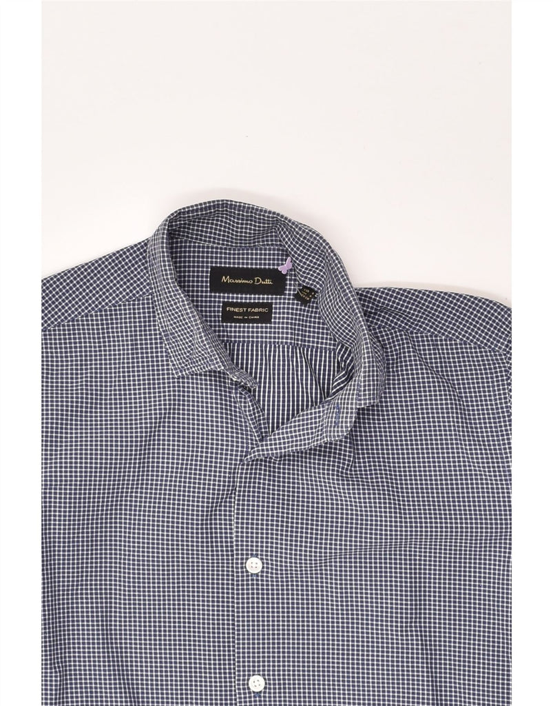 MASSIMO DUTTI Mens Shirt Small Navy Blue Check Cotton | Vintage Massimo Dutti | Thrift | Second-Hand Massimo Dutti | Used Clothing | Messina Hembry 