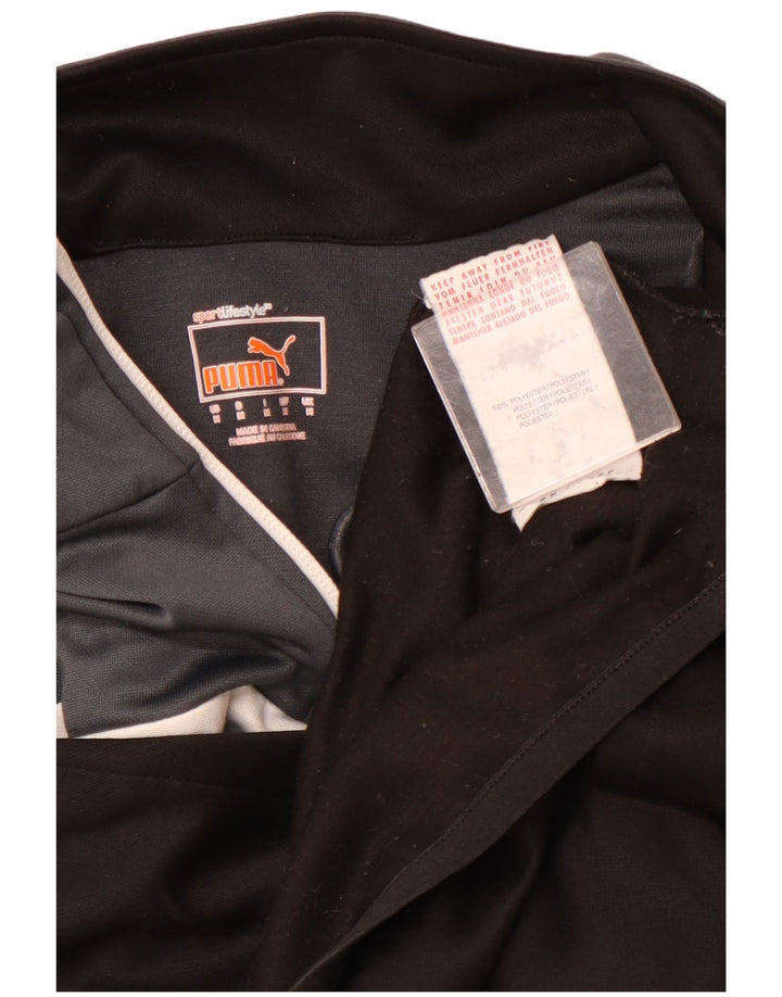 PUMA Mens Zip Neck Pullover Tracksuit Top Medium Black Colourblock