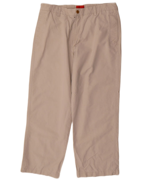 IZOD Mens Straight Chino Trousers W38 L30  Beige Cotton