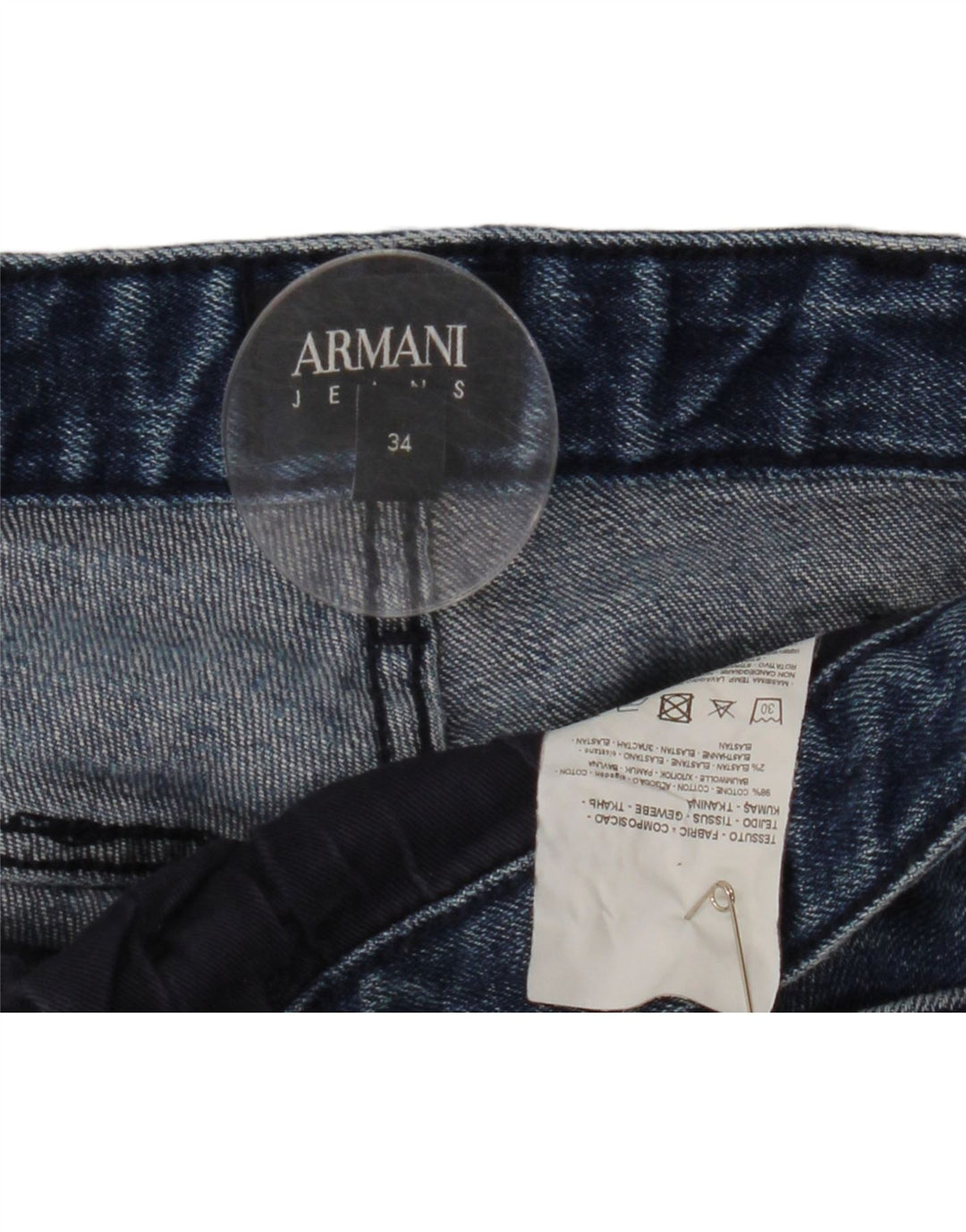 ARMANI Mens Slim Jeans W34 L32 Blue Cotton