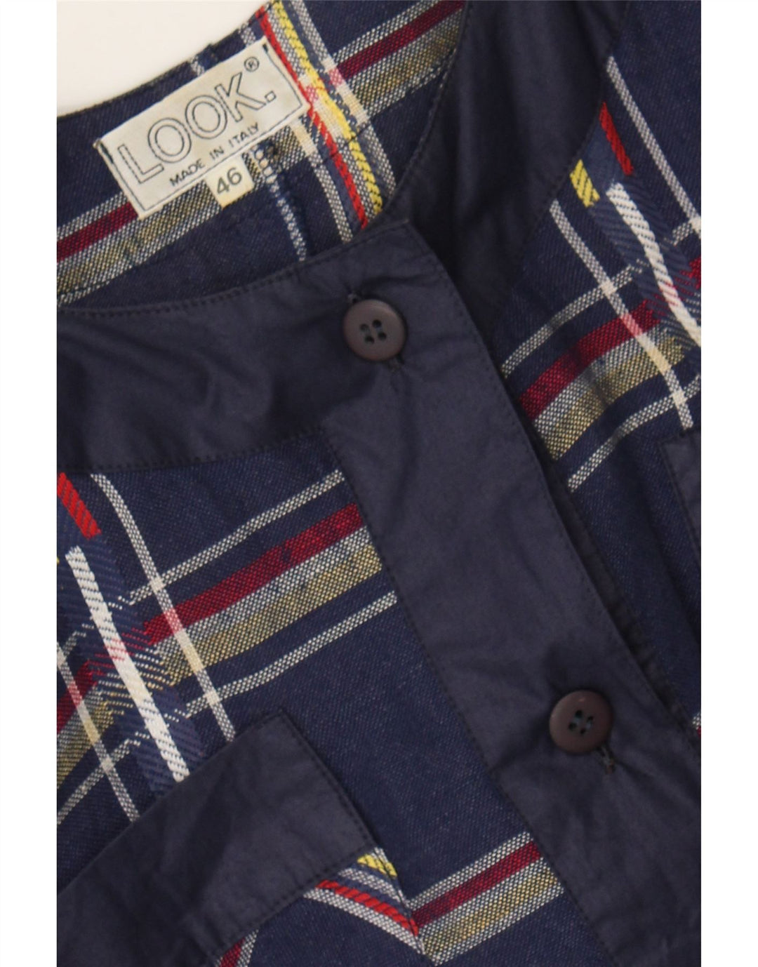 VINTAGE Womens 3 Button 2 Piece Set IT 46 Large Navy Blue Check Viscose Vintage Vintage and Second-Hand Vintage from Messina Hembry 