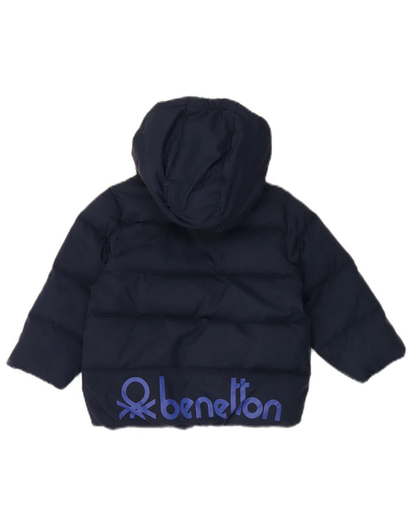 Benetton Boys Graphic Hooded Padded Jacket 5-6 Years Navy Blue